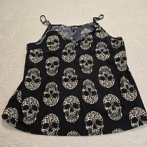 Emery Rose Cami Tank Top with Leopard Print Skulls Women's Size 3XL